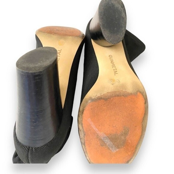 Gunmetal Black Sock Ankle Booties Slip On Round Toe Ribbed Fabric Boots Chunky - Picture 8 of 10